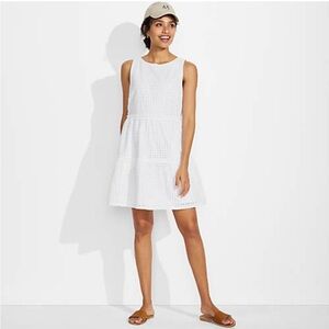 Blu Pepper White Textured Gingham Mini Dress Medium Tie Back